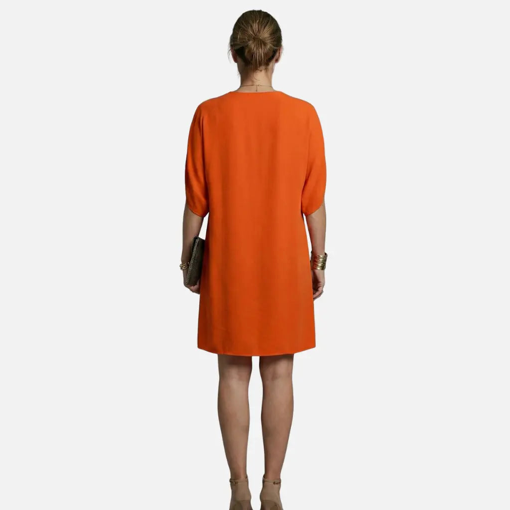 Laurior | Robe midi plissée élégante à col en V pour femme