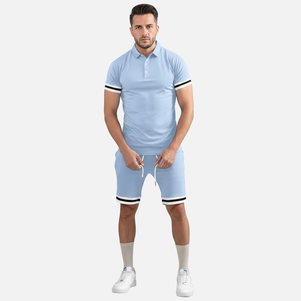 Laurior | Ensemble assorti polo et short d'été pour homme  tenue décontractée