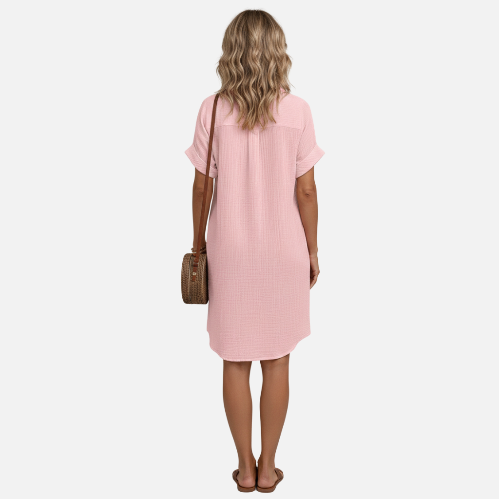 Laurior | Robe chemise à col en V et boutons pour femme