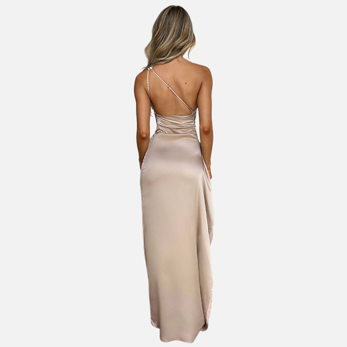 Laurior | Robe dos nu en satin pour femme coupe ajustée tenue formelle