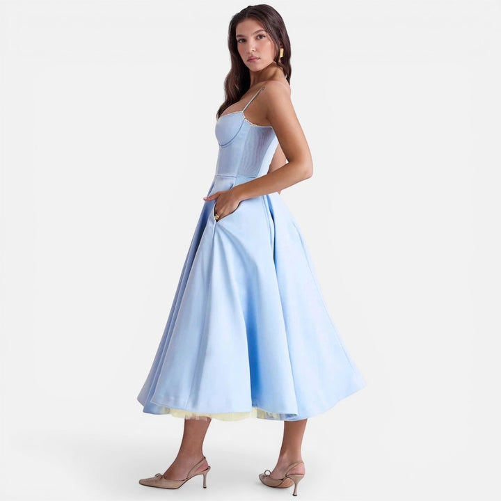 Laurior | Robe longue en satin pour femme, coupe élégante, tenue de soirée formelle