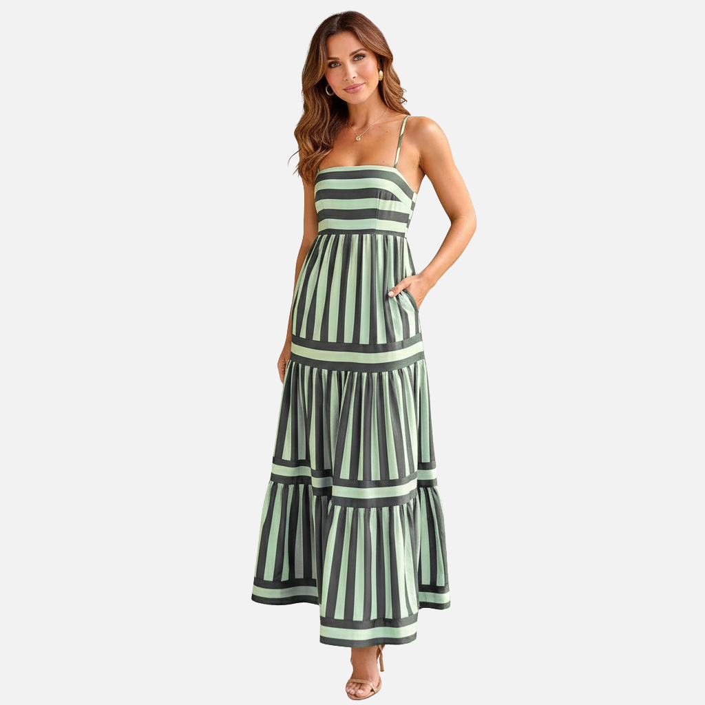 Laurior | Robe longue dos nu pour femme, encolure carrée, style plage