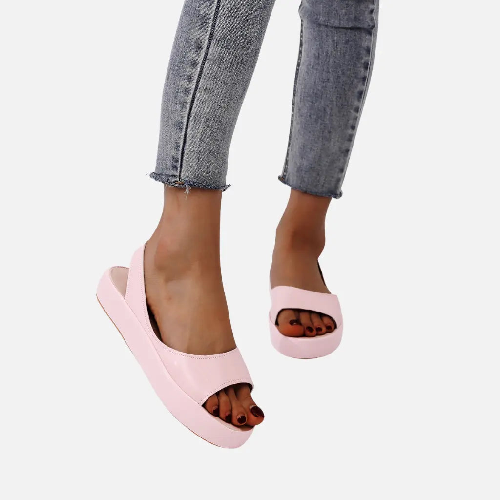 Laurior | Sandales ouvertes en cuir pour femmes avec bride arrière