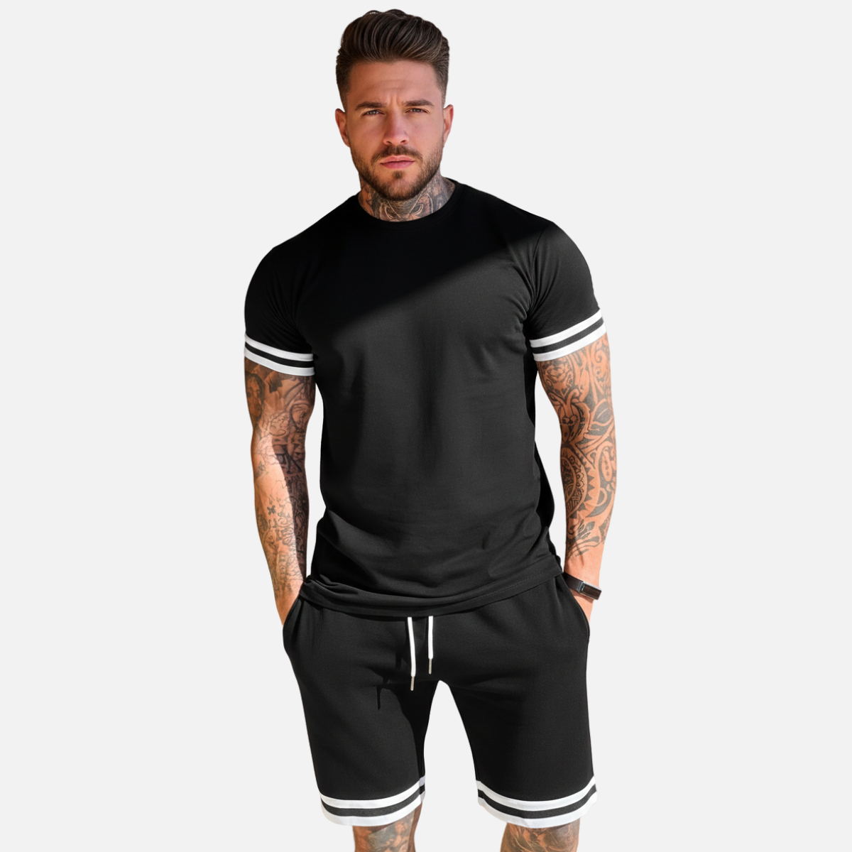 Laurior | Ensemble d’Été Deux Pièces Décontracté Coupe Slim pour Homme