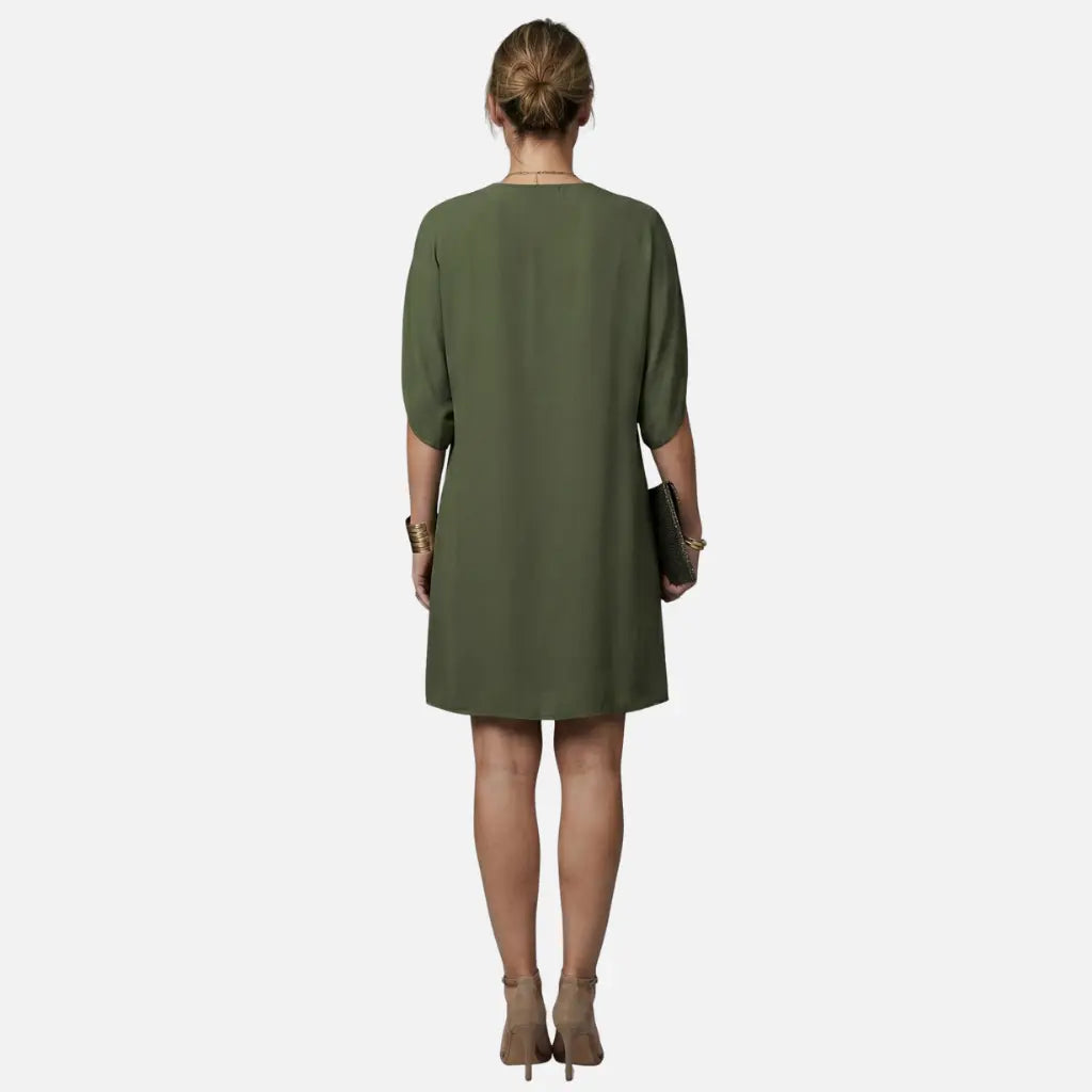 Laurior | Robe midi plissée élégante à col en V pour femme