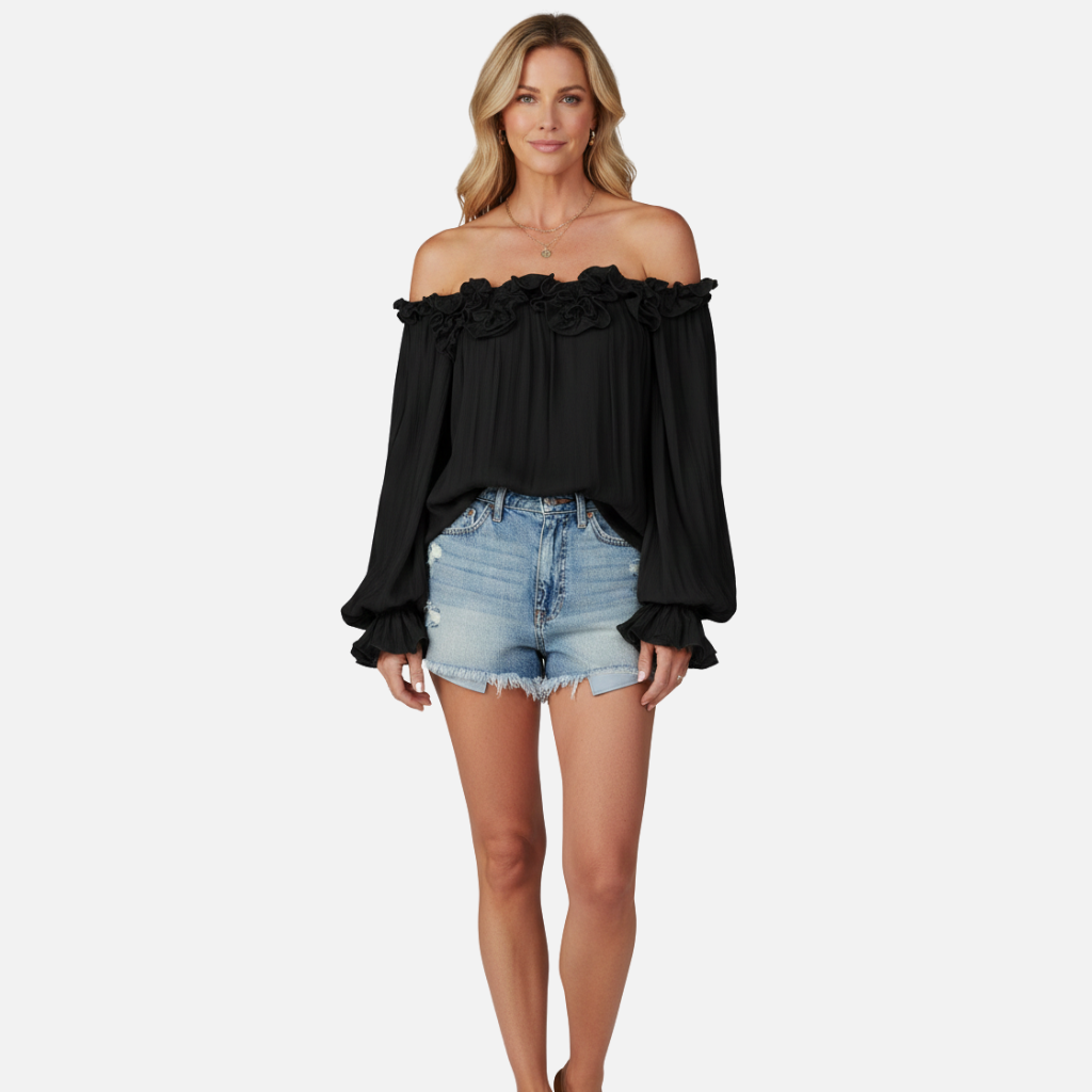 Laurior | Chemisier à manches volantées pour femme Haut ample décontracté