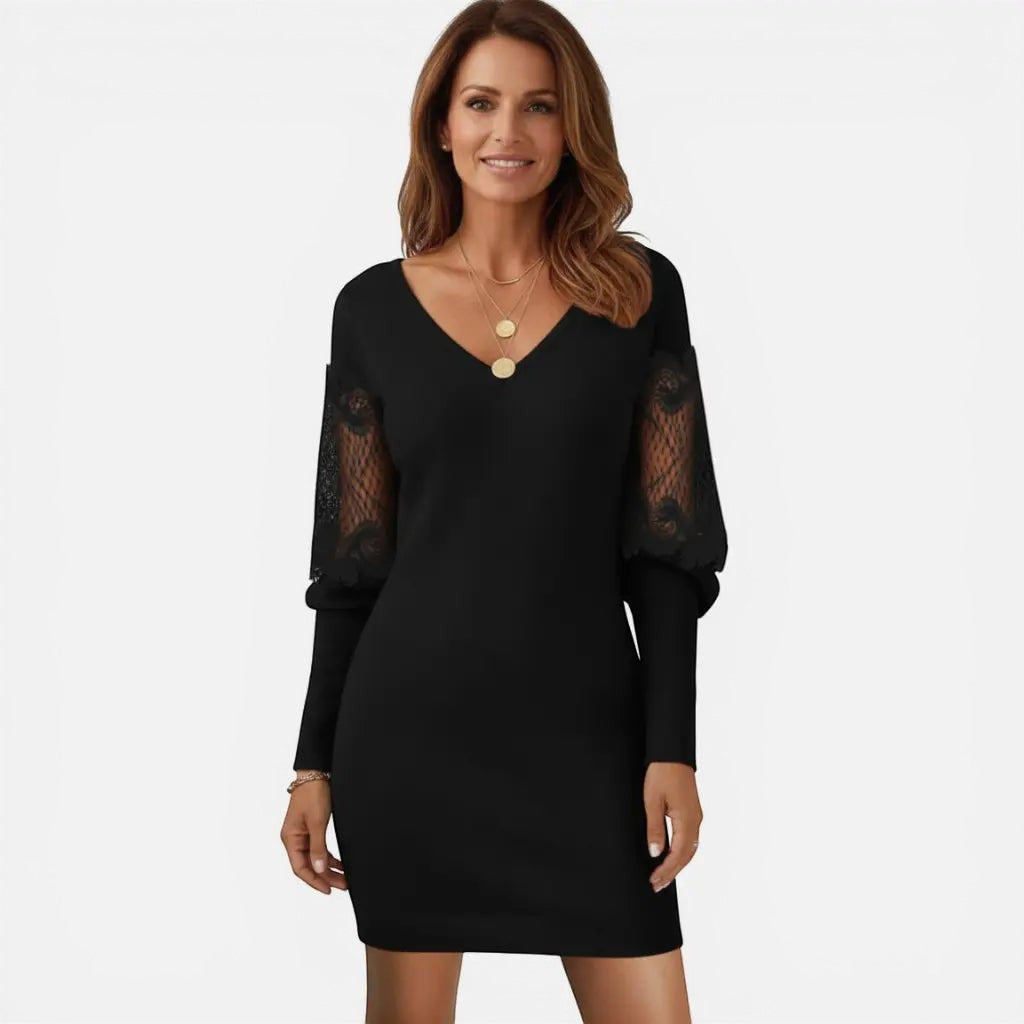 Laurior | Robe élégante à col en V en dentelle pour femmes, idéale pour les occasions spéciales