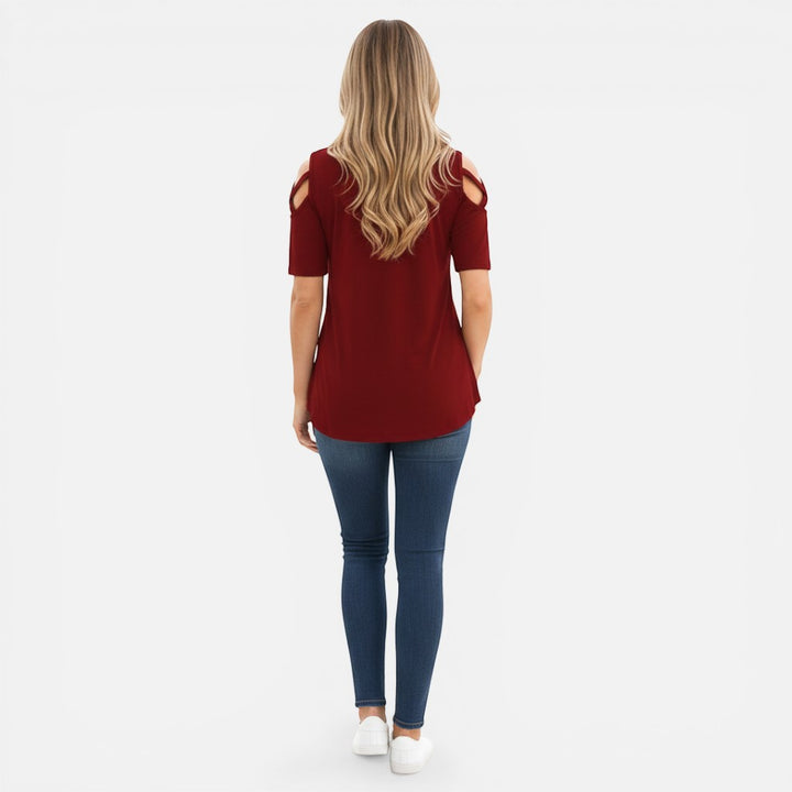 Laurior | T-shirt en coton vieilli pour femme avec lien aux épaules