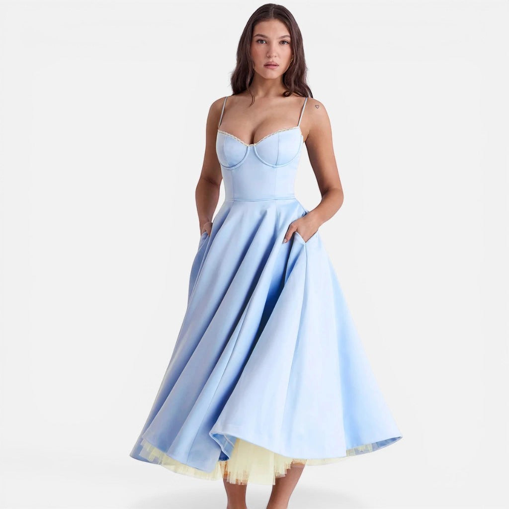 Laurior | Robe longue en satin pour femme, coupe élégante, tenue de soirée formelle