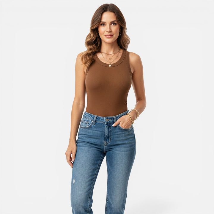 Laurior | Débardeur sans manches pour femme avec soutien-gorge intégré, coupe ajustée