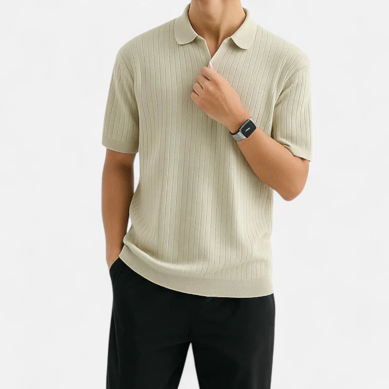 Laurior | Polo en Maille à Manches Courtes – Raffinement Côtelé et Style "Old Money" Homme
