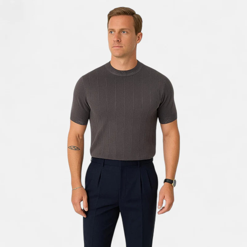 Laurior | T-shirt Old Money en Maille – Raffinement Côtelé et Coupe Élégante Homme