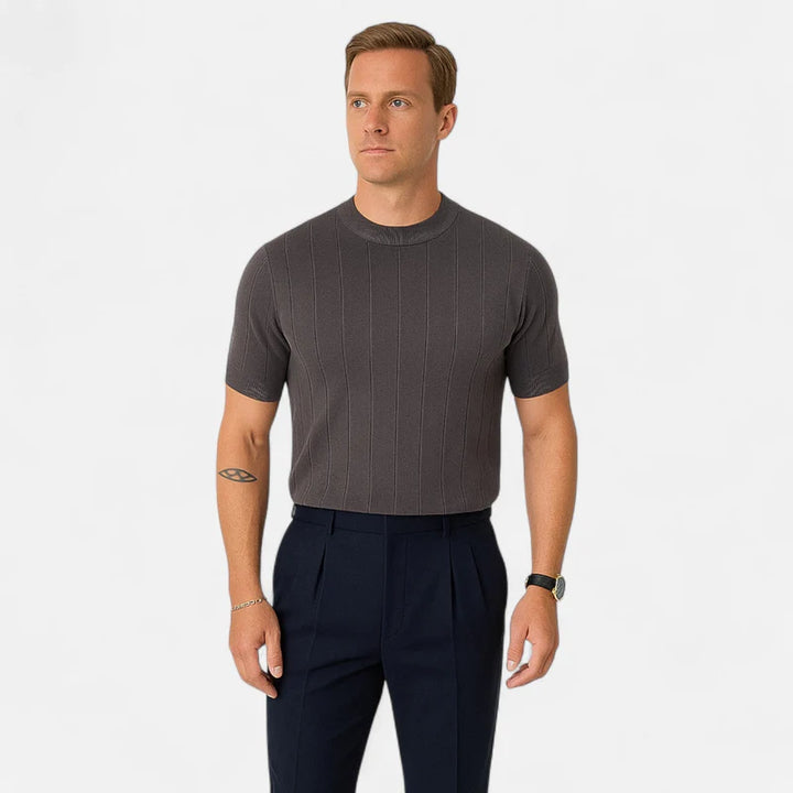 Laurior | T-shirt Old Money en Maille – Raffinement Côtelé et Coupe Élégante Homme