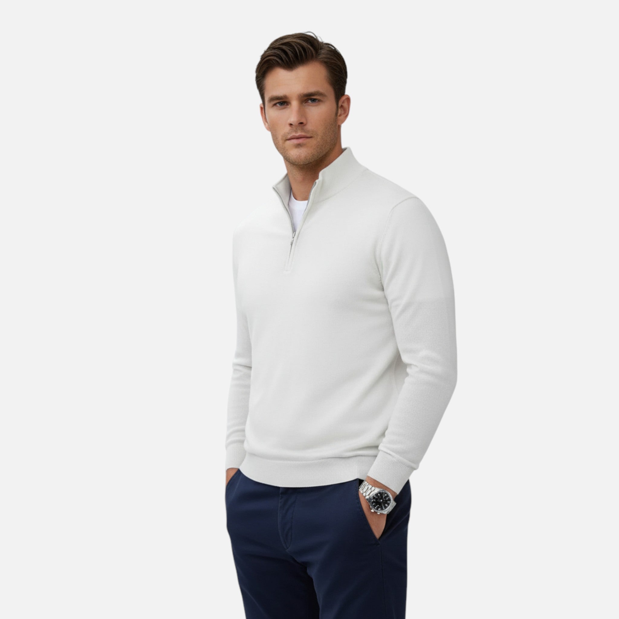 Laurior | Pull Homme Zippé Demi-Fermeture Décontracté