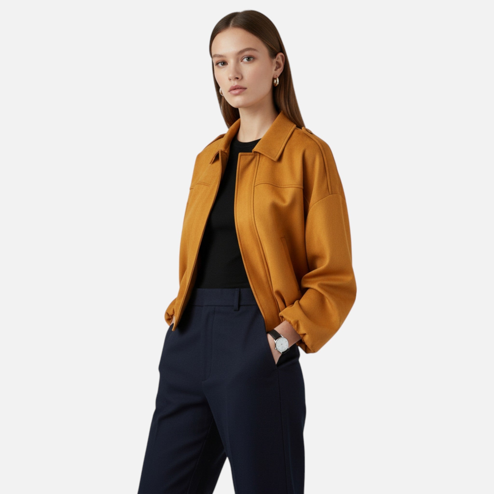 Laurior | Blouson Bomber Femme à Épaules Structurées