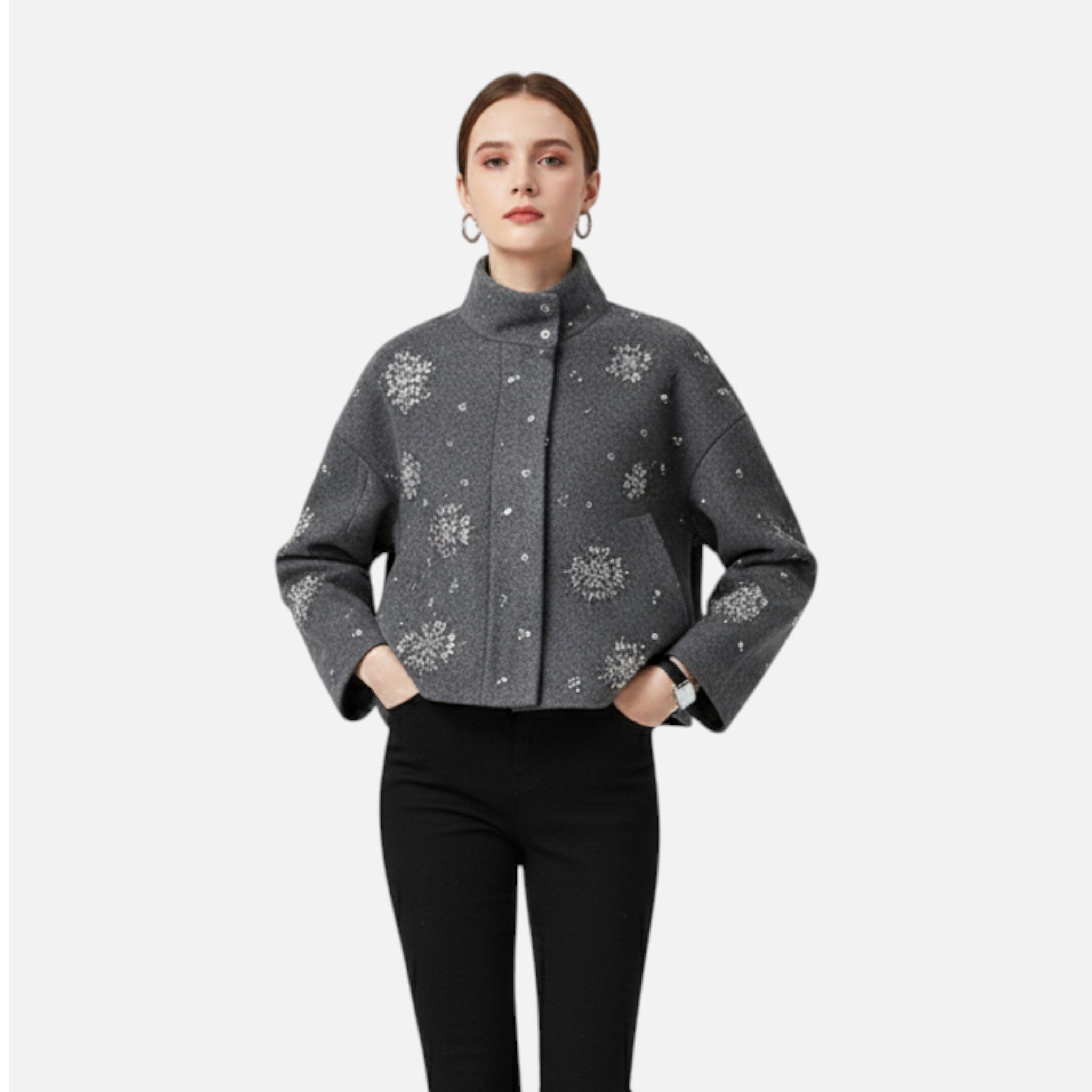 Laurior | Veste femme en mélange de laine uni