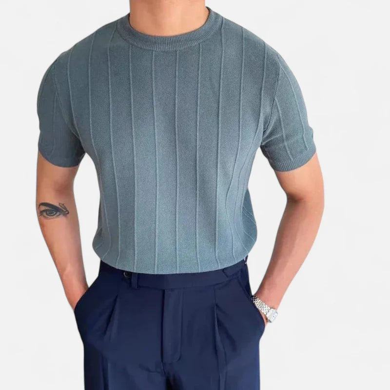 Laurior | T-shirt Old Money en Maille – Raffinement Côtelé et Coupe Élégante Homme