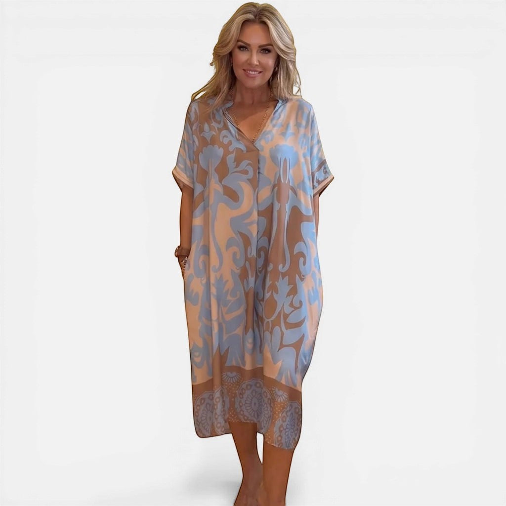 Laurior | Robe longue décontractée pour femme, col en V, tenue d’été facile