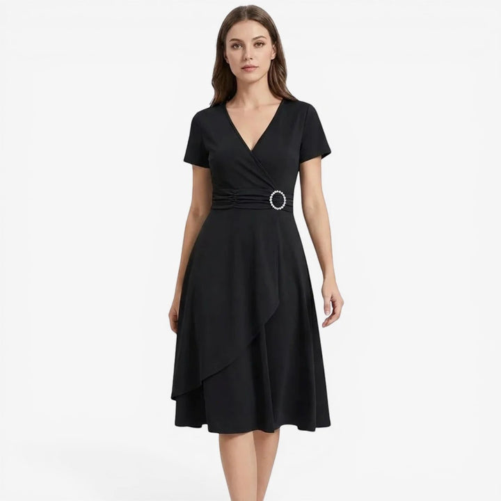 Laurior | Achetez robe de soirée élégante à col en V pour femme, coupe sculptée