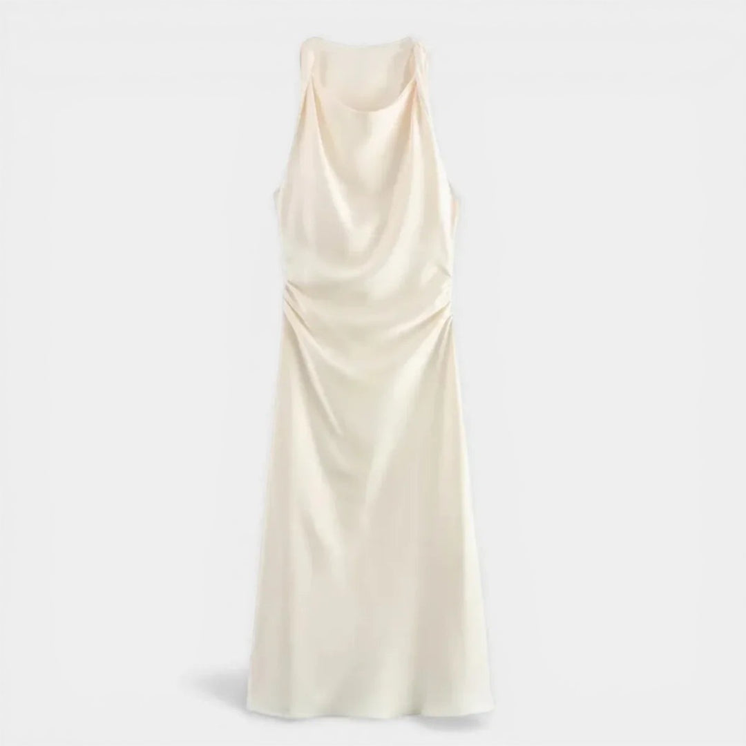 Laurior | Robe de soirée femme – Style slip midi intemporel en satin fluide et élégant.