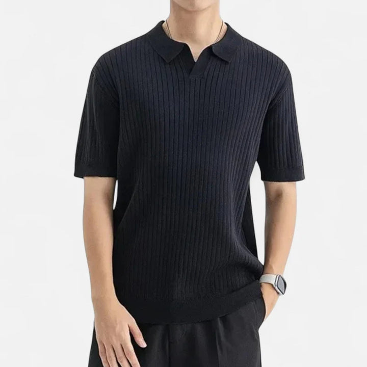 Laurior | Polo en Maille à Manches Courtes – Raffinement Côtelé et Style "Old Money" Homme