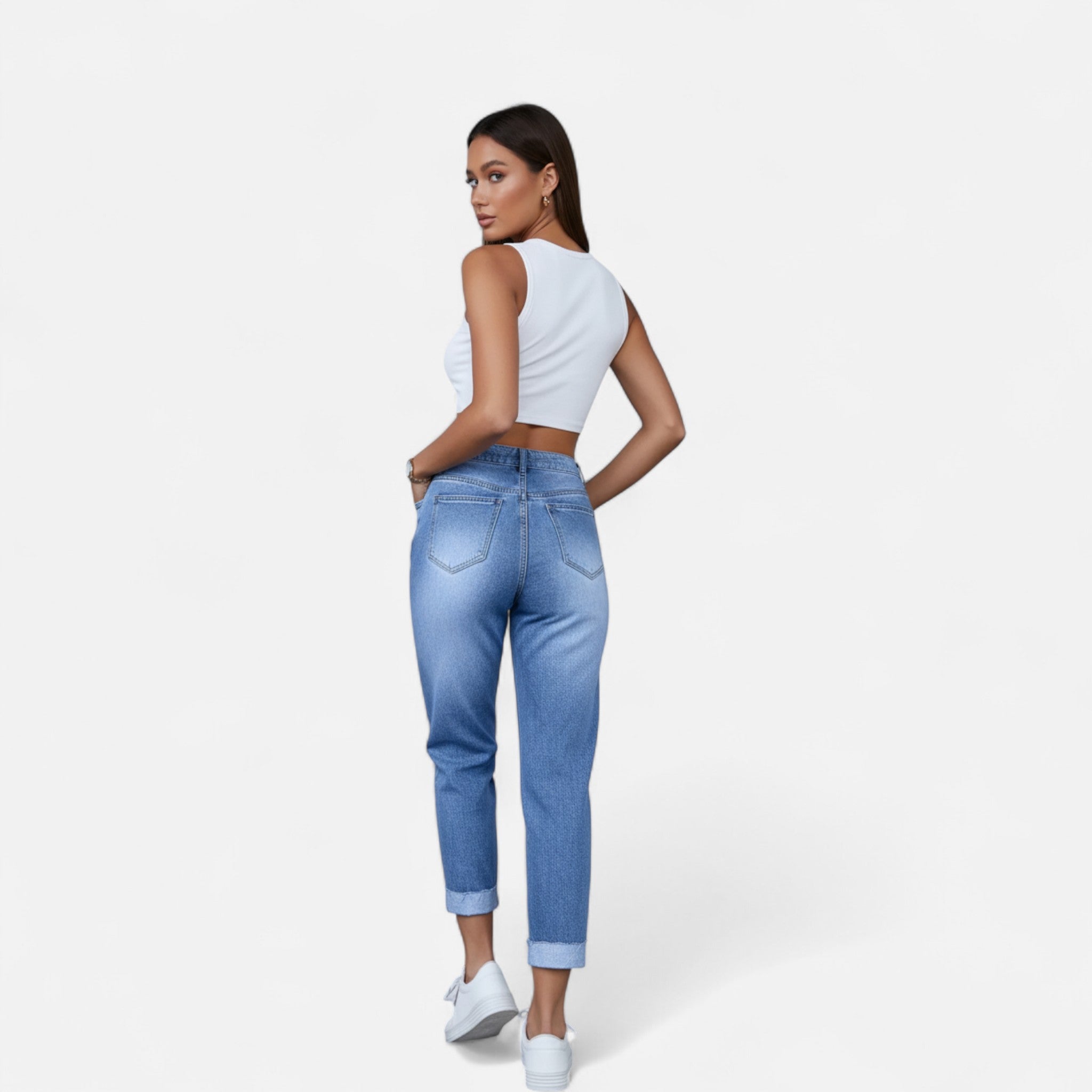 Laurior | Jean femme coupe regular en denim stretch
