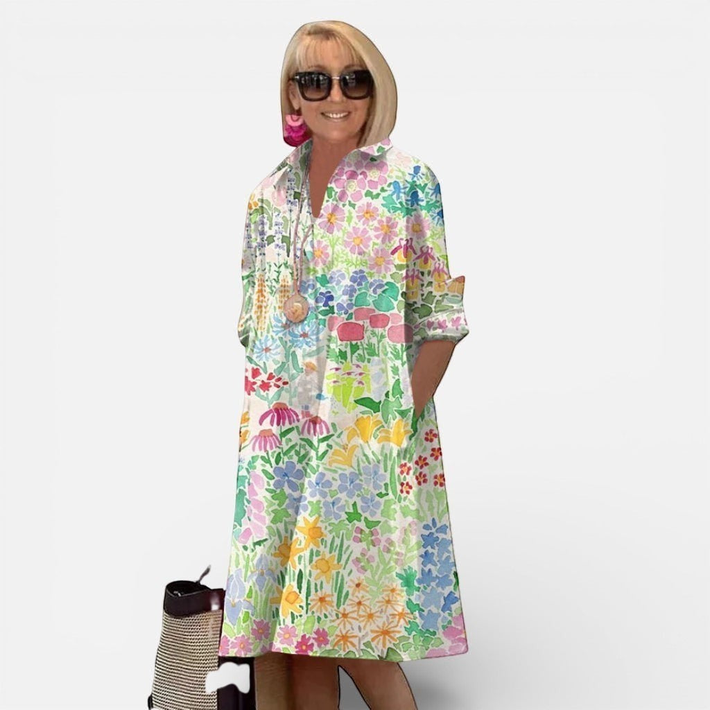 Laurior | Robe chemise midi décontractée pour femme, légère, pour un usage quotidien