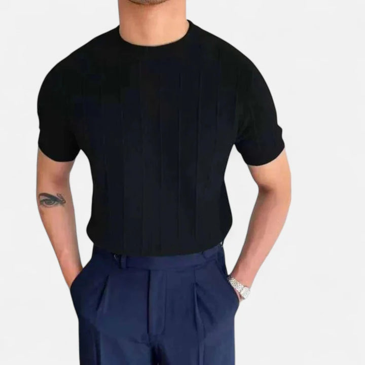 Laurior | T-shirt Old Money en Maille – Raffinement Côtelé et Coupe Élégante Homme