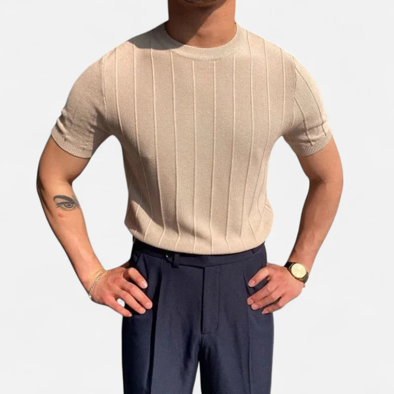 Laurior | T-shirt Old Money en Maille – Raffinement Côtelé et Coupe Élégante Homme